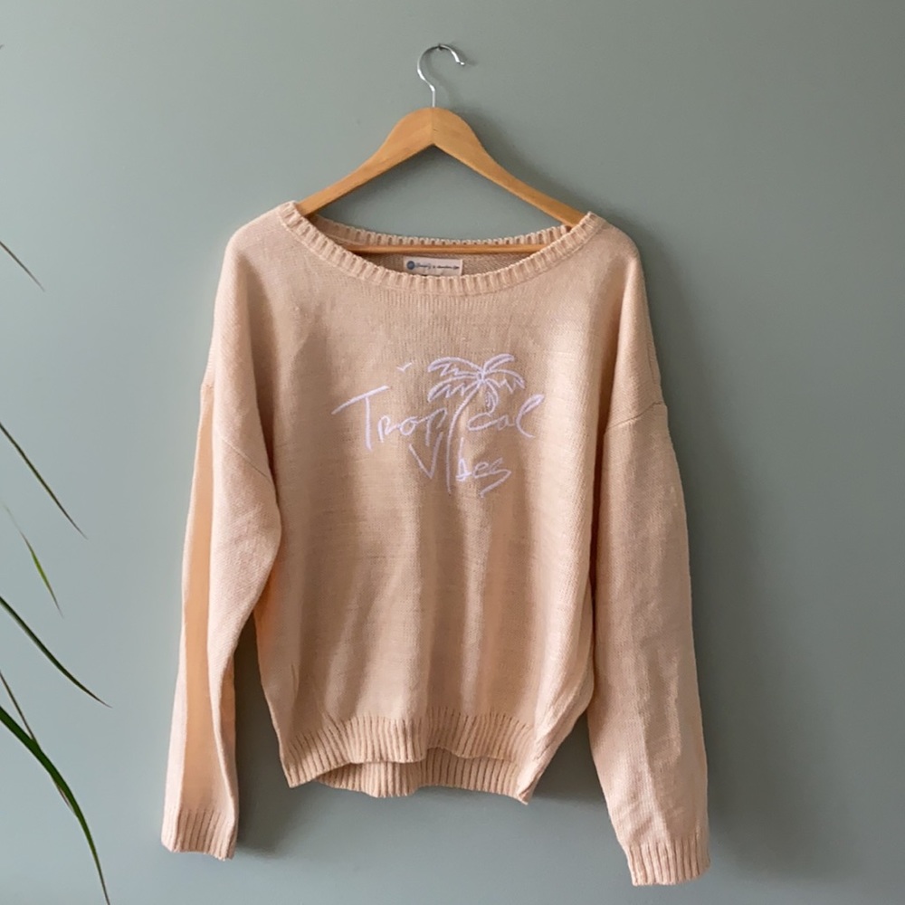 Tropical Vibes Knit Sweater Neutral Peach Size Large
